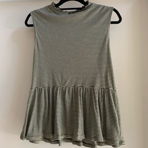 Anthropologie Olive and White Peplum Tank Size M